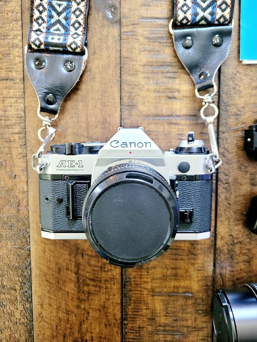 Vintage Canon AE-1 Program 35mm SLR Film Camera w/ Lens & Strap Manual